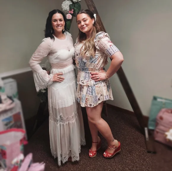 LoveShackFancy Rosney Sheer Ivory Lace Long Sleeve Dress - Picture 8 of 8